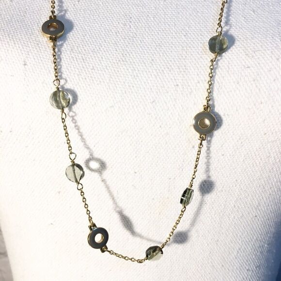 J. Crew Smoke Crystal Bead Opera Necklace - Picture 2 of 7